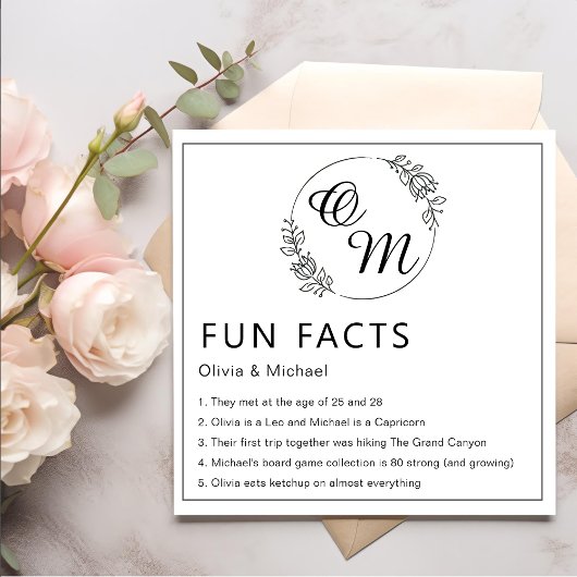 おもしろいファクトモダンシック・ミニマル結婚リストのナプキン スタンダードカクテルナプキン