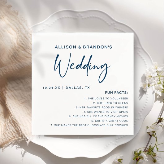 おもしろいファクトモダンシック・ミニマル結婚リストのナプキン スタンダードカクテルナプキン