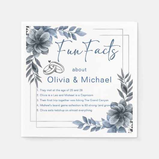 おもしろいファクトモダンフローラ結婚のナプキン スタンダードカクテルナプキン (正面)