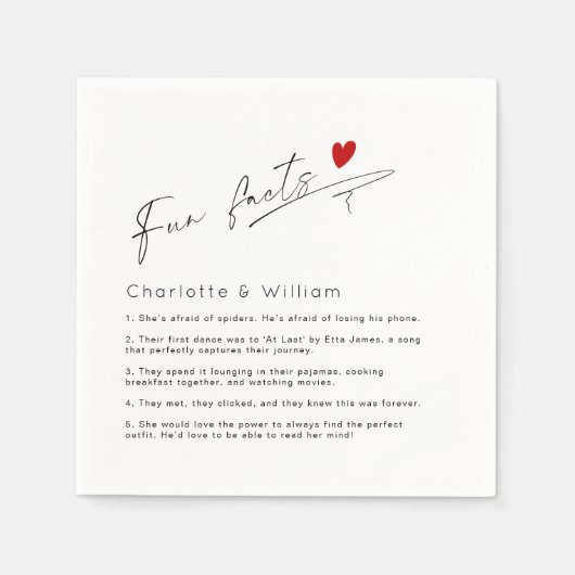 おもしろいファクトモダンミニマル結婚リストスクリプト スタンダードカクテルナプキン (正面)