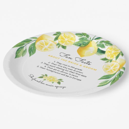おもしろいファクトレモンブライダルシャワー紙プレート ペーパープレート (アングル)