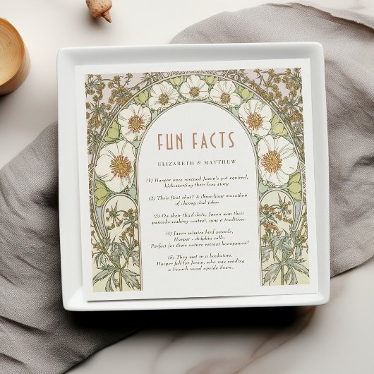 おもしろいファクトヴィンテージ結婚アールヌーボー スタンダードカクテルナプキン