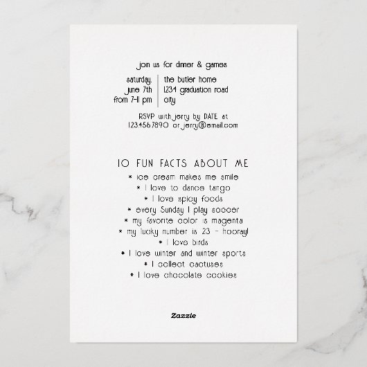 おもしろいファクト写真はっきりしたスクリプトクラス2023卒業 箔招待状 (裏面)