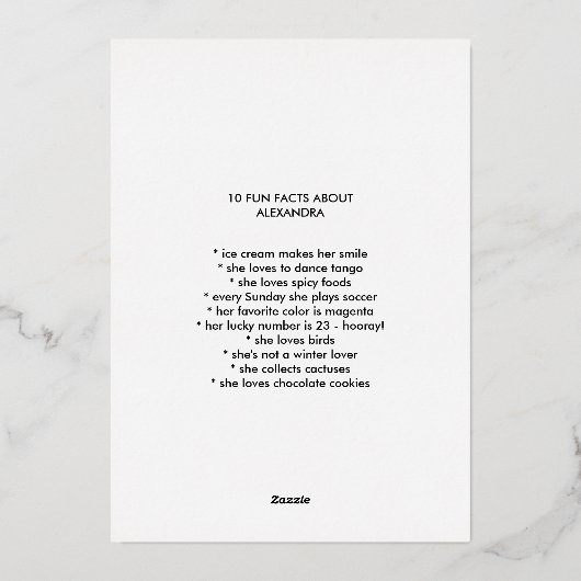 おもしろいファクト写真はっきりしたスクリプトクラス2023卒業 箔招待状 (裏面)