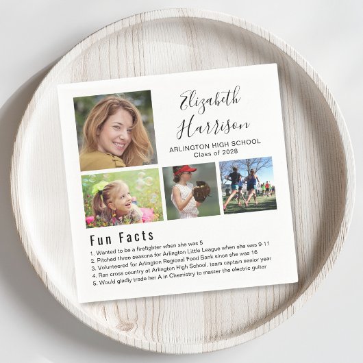 おもしろいファクト写真卒業ナプキン スタンダードカクテルナプキン