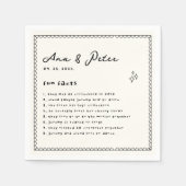 おもしろいファクト図解入りの、写真付きのハンドウェディングパーティナプキン スタンダードカクテルナプキン (正面)