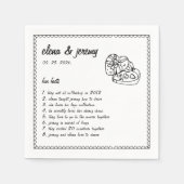 おもしろいファクト図解入りの、写真付きのハンドウェディングパーティナプキン スタンダードカクテルナプキン (正面)