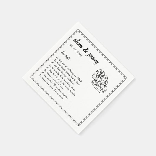 おもしろいファクト図解入りの、写真付きのハンドウェディングパーティナプキン スタンダードカクテルナプキン (角)