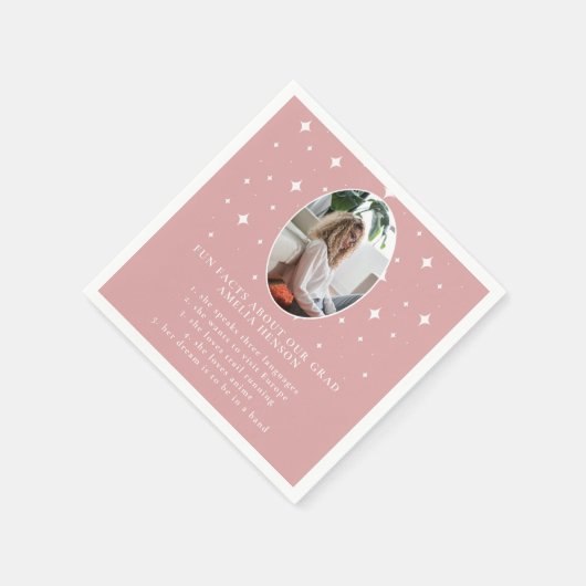 おもしろいファクト大学院スターズピンク写真卒業 スタンダードカクテルナプキン (角)