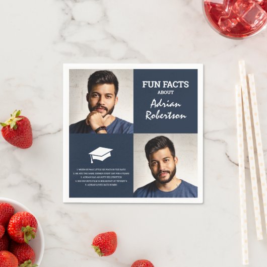 おもしろいファクト大学院フォトコラージュ |ネイビー スタンダードカクテルナプキン (インサイチュ)