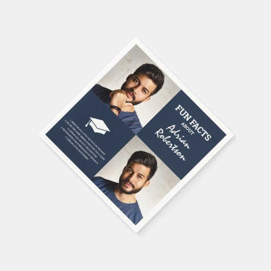 おもしろいファクト大学院フォトコラージュ |ネイビー スタンダードカクテルナプキン (角)