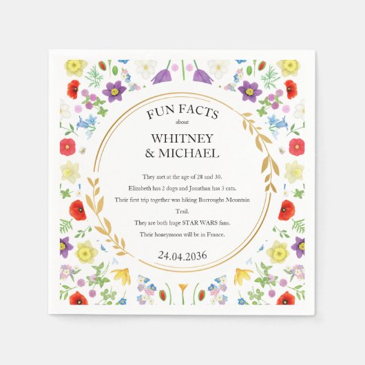 おもしろいファクト春ワイルドフラワー結婚フローラのナプキン スタンダードカクテルナプキン (正面)