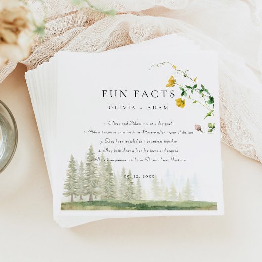 おもしろいファクト素朴フォレストボホ山結婚花 スタンダードカクテルナプキン