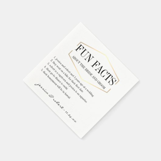 おもしろいファクト金ゴールドパーソナライズされた紙ナプキンス スタンダードカクテルナプキン (角)