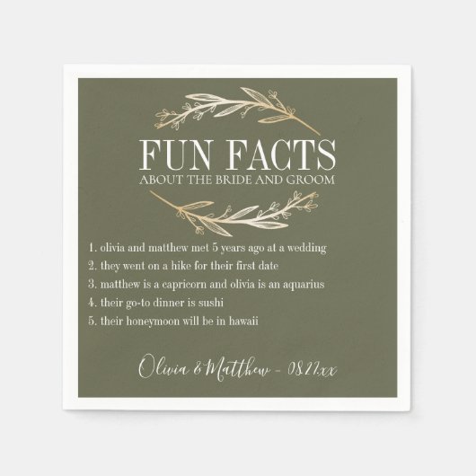 おもしろいファクト金ゴールド植物学パーソナライズされた スタンダードカクテルナプキン (正面)