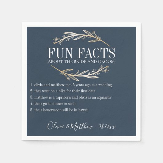 おもしろいファクト金ゴールド植物学パーソナライズされた スタンダードカクテルナプキン (正面)