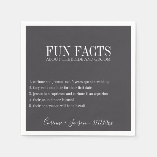 おもしろいファクト黒いオニキスパーソナライズされた スタンダードカクテルナプキン (正面)