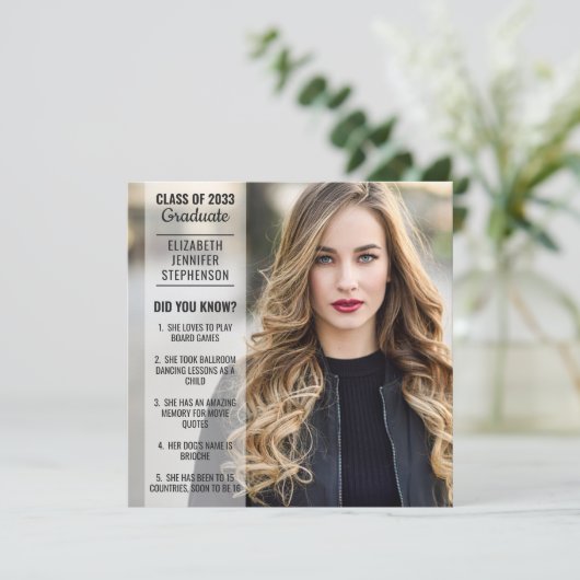 おもしろいファクト2写真モダンの発表 招待状 (スタンド正面)