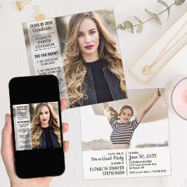 おもしろいファクト2写真モダンの発表 招待状