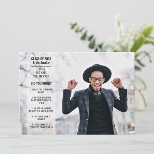 おもしろいファクト2写真モダントレンディー大学の卒業 招待状 (スタンド正面)