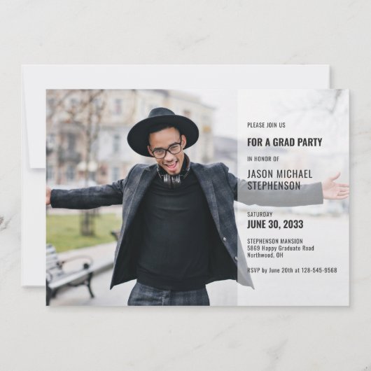 おもしろいファクト2写真モダントレンディー大学の卒業 招待状 (裏面)