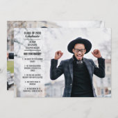 おもしろいファクト2写真モダントレンディー大学の卒業 招待状 (正面/裏面)