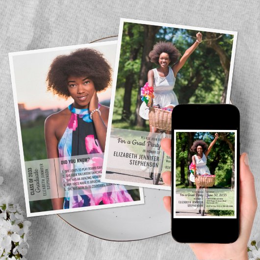 おもしろいファクト2写真モダン卒業 招待状