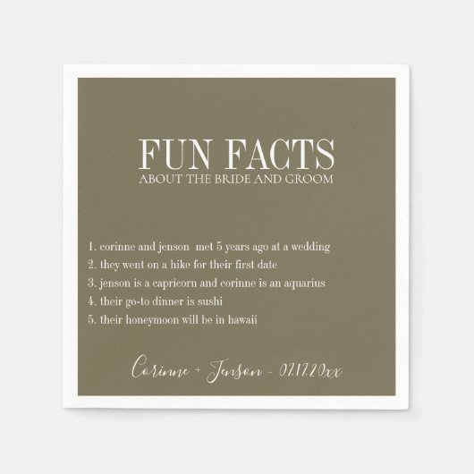 おもしろいファクトMartini パーソナライズされた Olive スタンダードカクテルナプキン (正面)