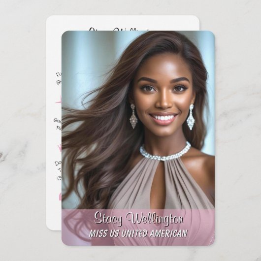 おもしろいファクトPageantプロモーションオートグラフカード 招待状 (正面/裏面)