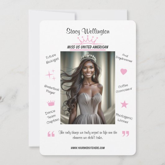 おもしろいファクトPageantプロモーションオートグラフカード 招待状 (裏面)