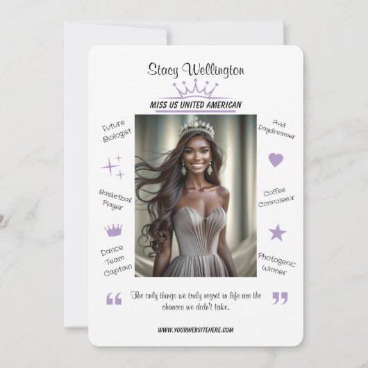 おもしろいファクトPageantプロモーションオートグラフカード 招待状 (裏面)