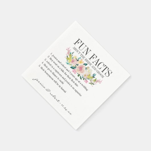 おもしろいファクトPastelフローラ パーソナライズされた スタンダードカクテルナプキン (角)