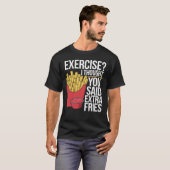 おもしろいファストフードエクササイズ考え追加 Tシャツ (正面フル)