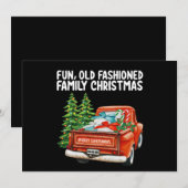 おもしろいファッションドオールドファミリークリスマストラックツリー 招待状 (正面/裏面)