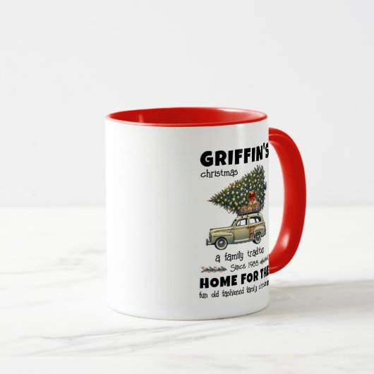 おもしろいファッションド旧家族のクリスマス マグカップ (正面右)