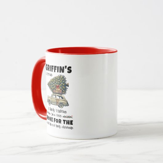 おもしろいファッションド旧家族のクリスマス マグカップ (正面左)