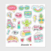 おもしろいファッション10代の女の子カラフルかわいい漫画 シール (シート)