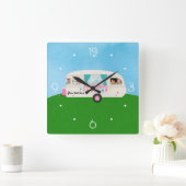 おもしろいファミリーの隊商パーソナライズされた写真の追加 スクエア壁時計 (ホーム)