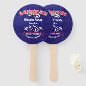 おもしろいファミリーアドベンチャー懇親会ギャザリングモノグラム ハンドファン (正面&裏面)