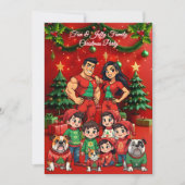 おもしろいファミリークリスマスパーティー醜いセーターのペット 招待状 (正面)