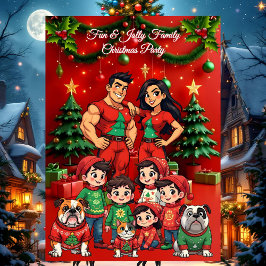 おもしろいファミリークリスマスパーティー醜いセーターのペット 招待状