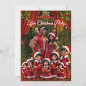 おもしろいファミリークリスマスホリデーレッドグリーンギフト 招待状 (正面)