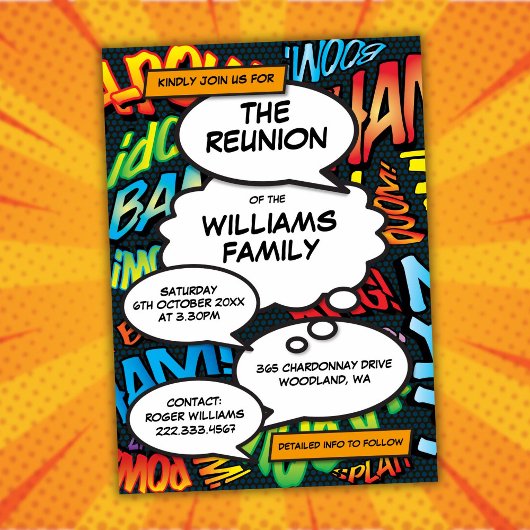 おもしろいファミリースクールフレインズ懇親会パーティー 招待状