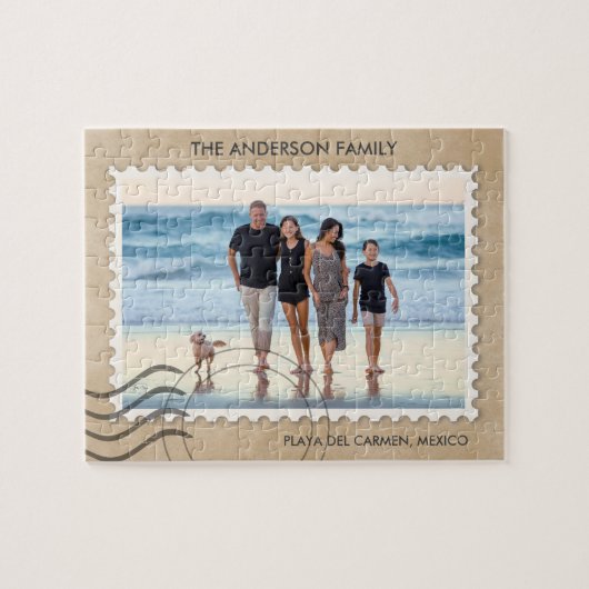 おもしろいファミリーバケーショントラベルフォトパズル ジグソーパズル (横)