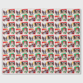 おもしろいファミリーフォトクリスマス紙テンプレート ラッピングペーパー (フラット)