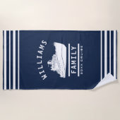 おもしろいファミリー懇親会サマーバケーションクルーズシップシー ビーチタオル (正面)