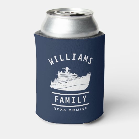 おもしろいファミリー懇親会サマーバケーションクルーズシップシー 缶クーラー (缶裏面)