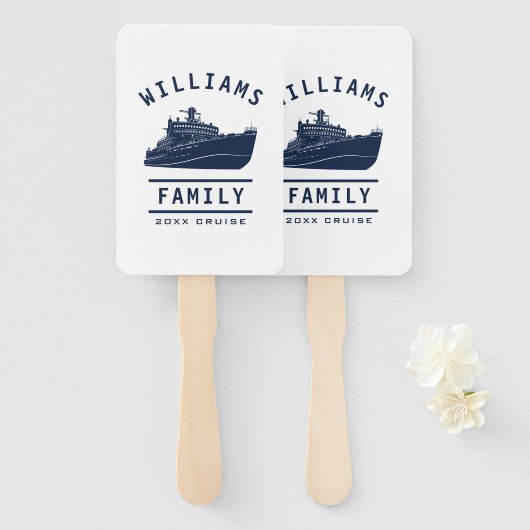 おもしろいファミリー懇親会サマーバケーションシークルーズシップ ハンドファン (正面&裏面)