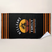 おもしろいファミリー懇親会サマーバケーショントロピカルビーチ ビーチタオル (正面)