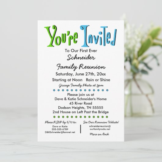 おもしろいファミリー懇親会パーティー又はイベント招待状 招待状 (スタンド正面)